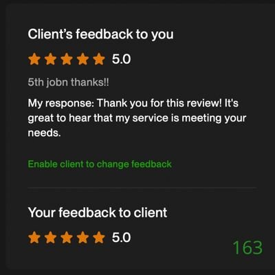 163 Biddrup Mallick Upwork Project Feedback