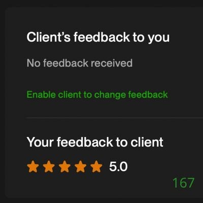 167 Biddrup Mallick Upwork Project Feedback