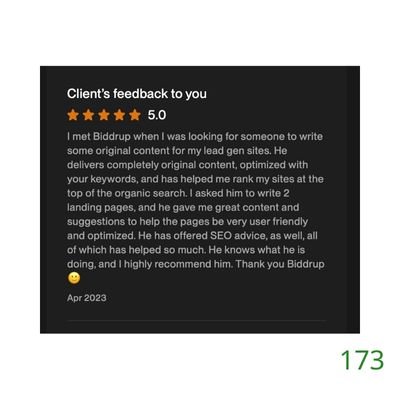 173 Biddrup Mallick Upwork Project Feedback