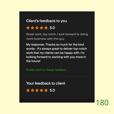 Upwork client feedback for Biddrup Mallick - 5 star review 180