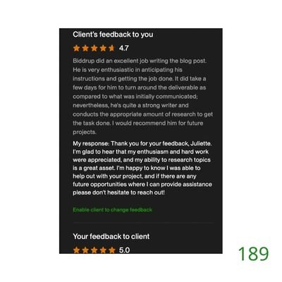 189 Biddrup Mallick Upwork Project Feedback