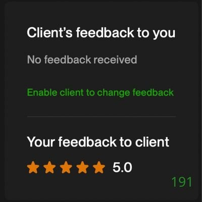 191 Biddrup Mallick Upwork Project Feedback
