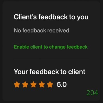 204 Biddrup Mallick Upwork Project Feedback