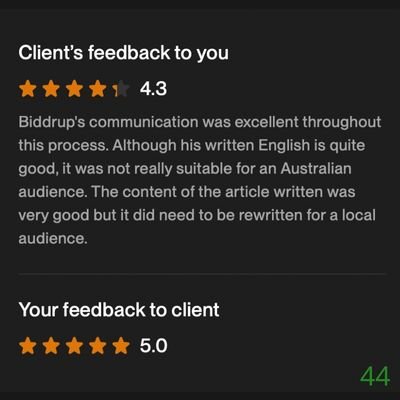 44 Biddrup Mallick Upwork Project Feedback