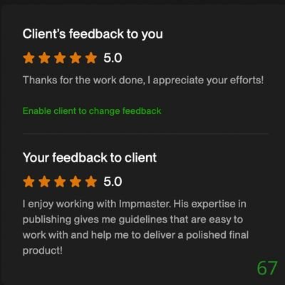 67 Biddrup Mallick Upwork Project Feedback
