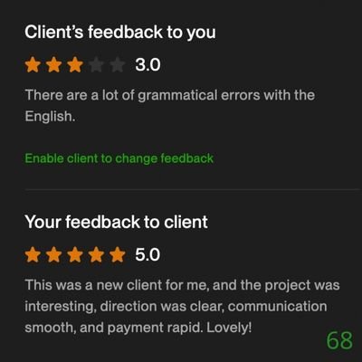 68 Biddrup Mallick Upwork Project Feedback