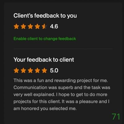 71 Biddrup Mallick Upwork Project Feedback