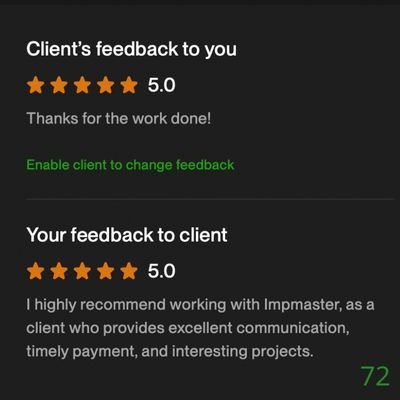 72 Biddrup Mallick Upwork Project Feedback