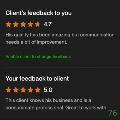 76 Biddrup Mallick Upwork Project Feedback