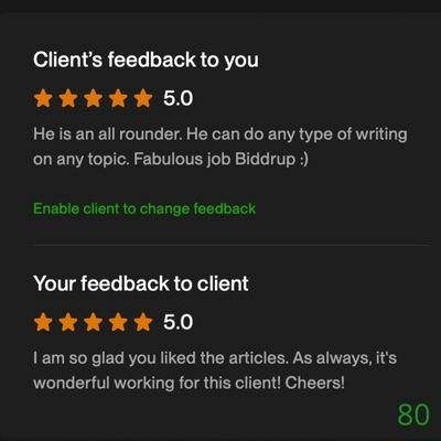 80 Biddrup Mallick Upwork Project Feedback