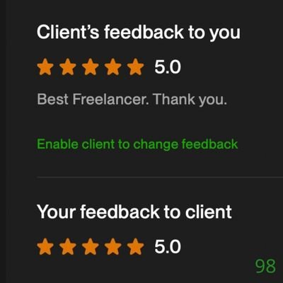 98 Biddrup Mallick Upwork Project Feedback